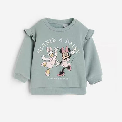 Girls Spring Autumn Clothes Minnie Full Print Sweatshirt+Pants 2Pcs Casual Sports New Kids Cartoon Fashion Long Sleeve Suits