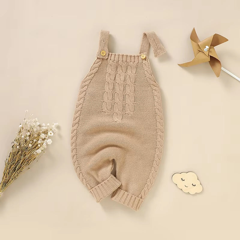 Infant Boys Girls Sleeveless Rompers Clothes 0-18M Newborn Babies Solid Color Knitted Jumpsuits Outfit Spring Fall Children Wear