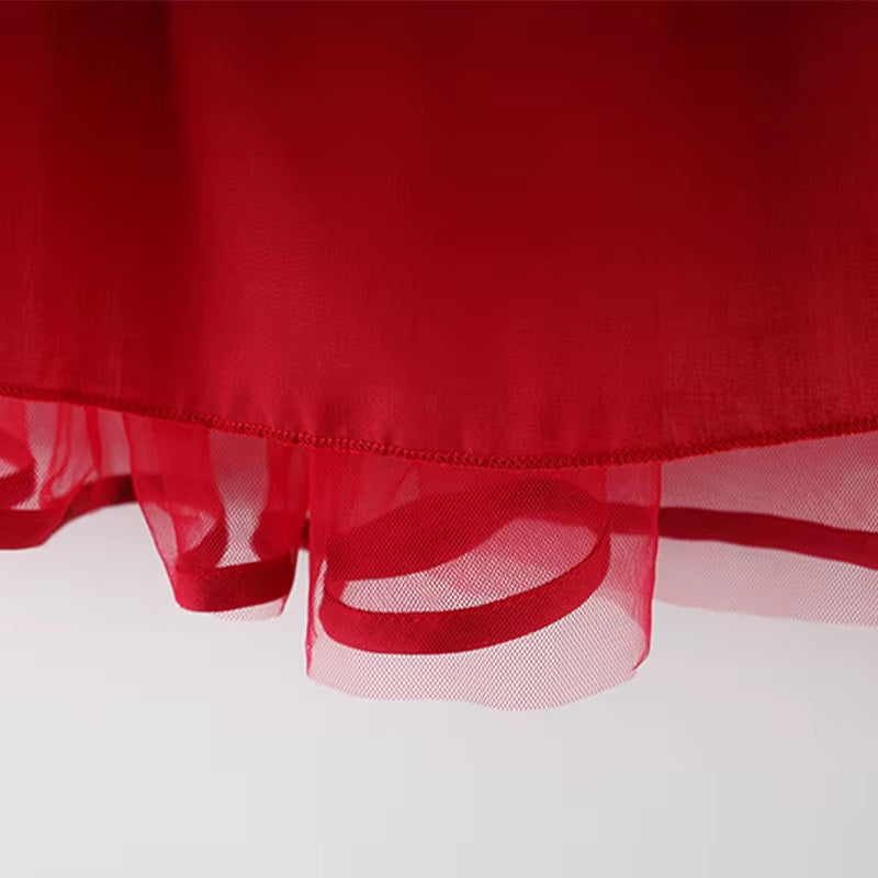 CloudWhimsy – Flying Sleeve Princess Dress with Bow for Little Girls